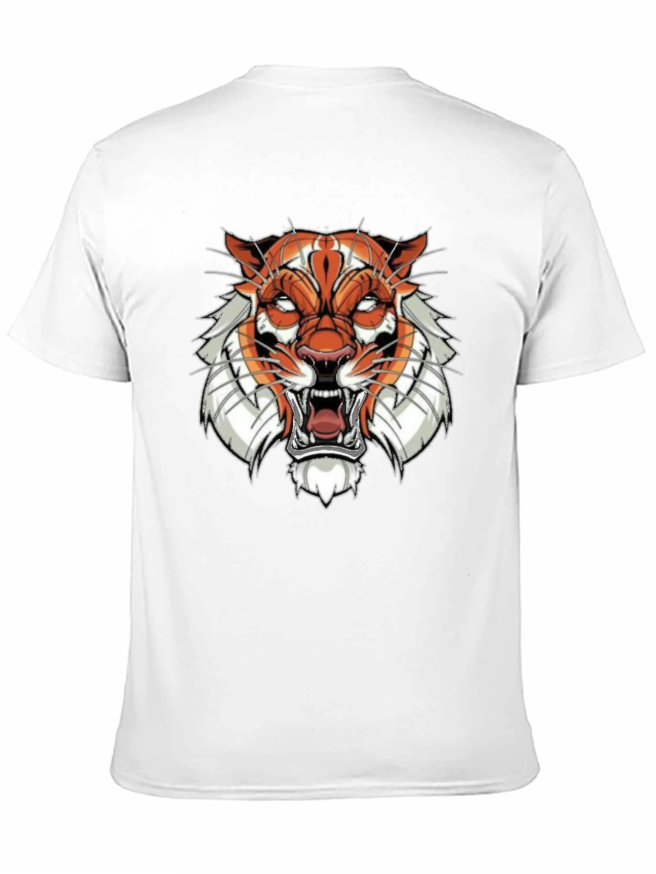 Black Graphic Tee with Tiger Face Design