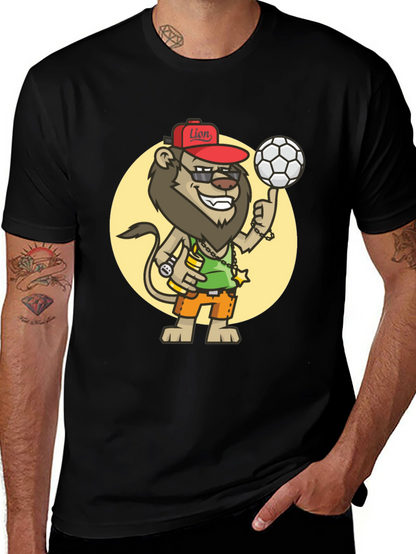 Cool Lion Soccer Fan Black T-Shirt