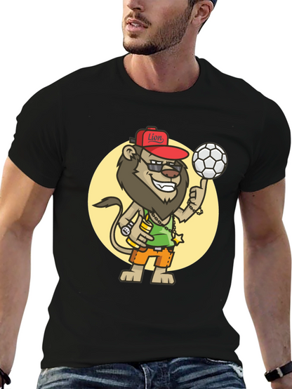 Cool Lion Soccer Fan Black T-Shirt