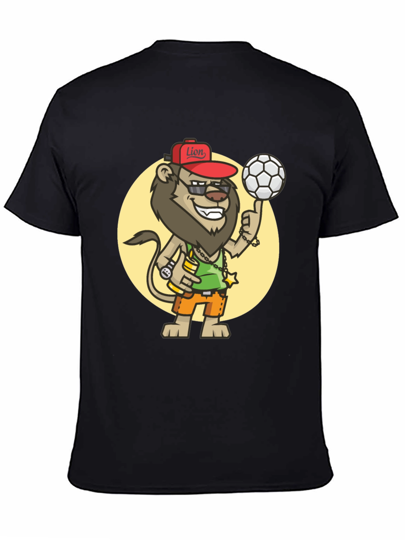 Cool Lion Soccer Fan Black T-Shirt