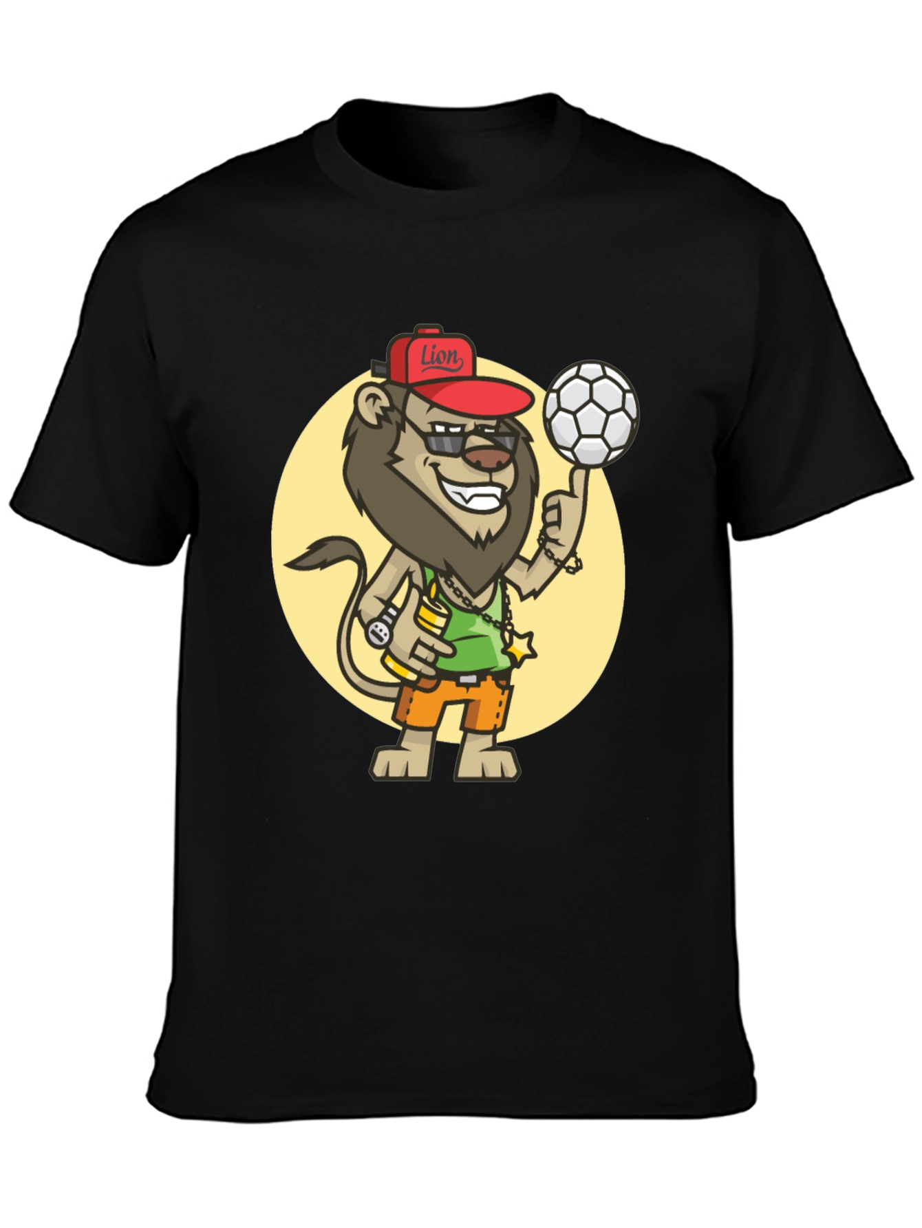Cool Lion Soccer Fan Black T-Shirt