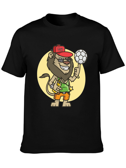 Cool Lion Soccer Fan Black T-Shirt