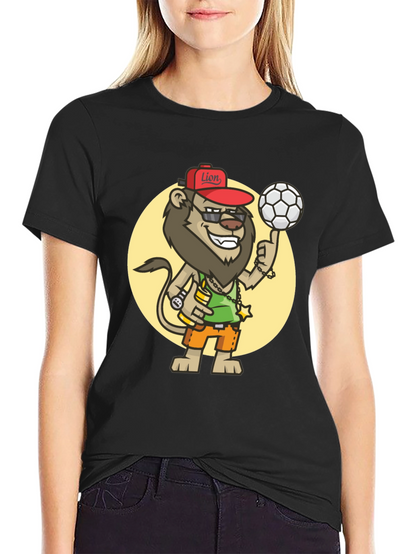 Cool Lion Soccer Fan Black T-Shirt