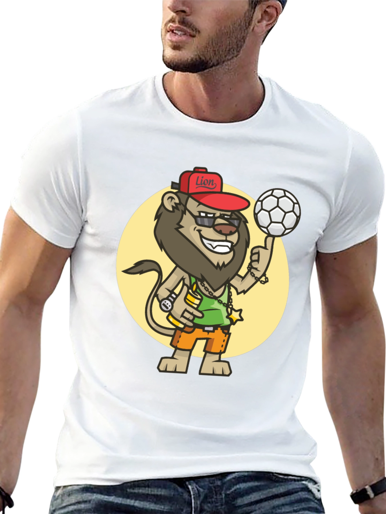 Cool Lion Soccer Fan Black T-Shirt