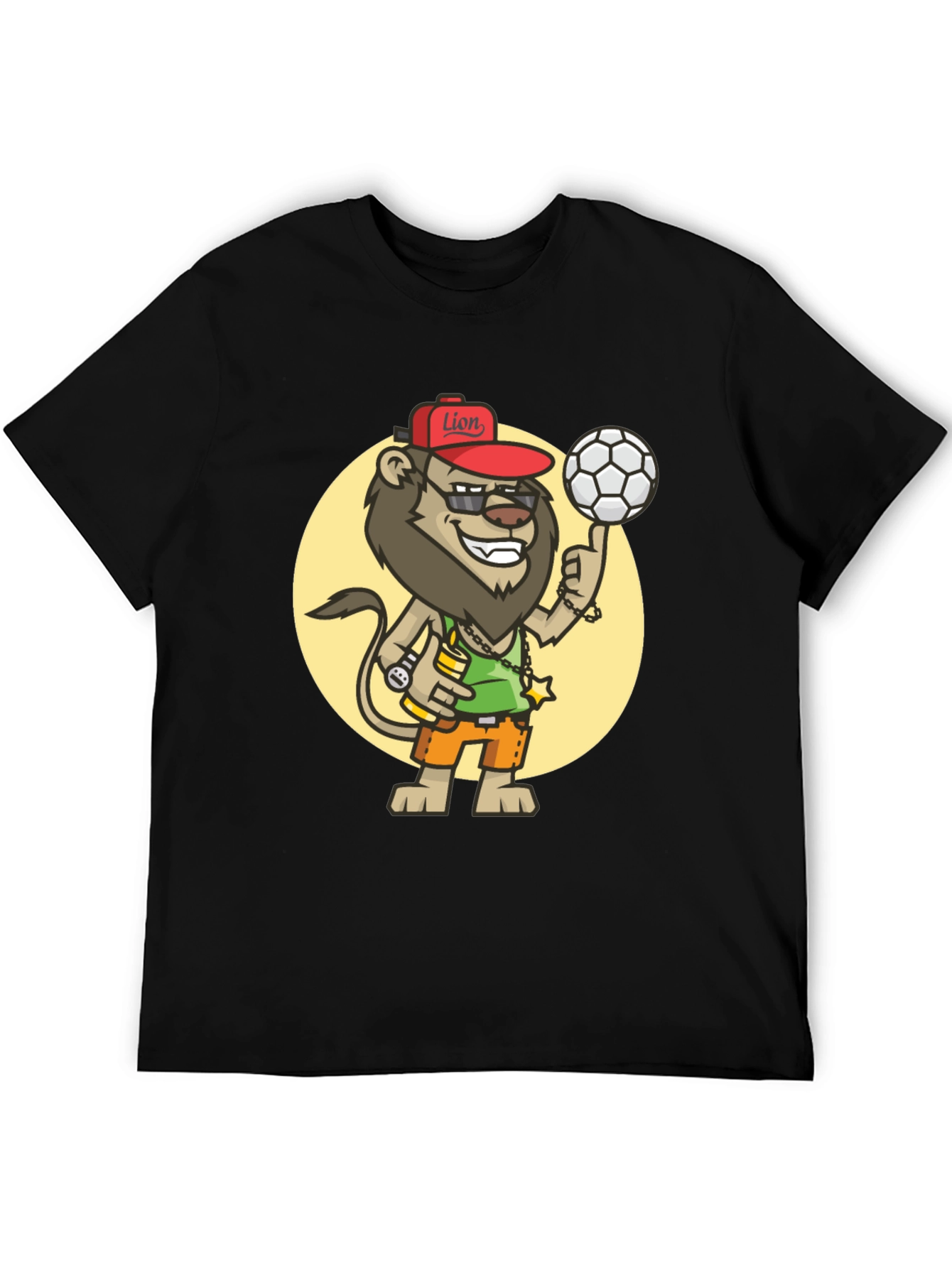 Cool Lion Soccer Fan Black T-Shirt