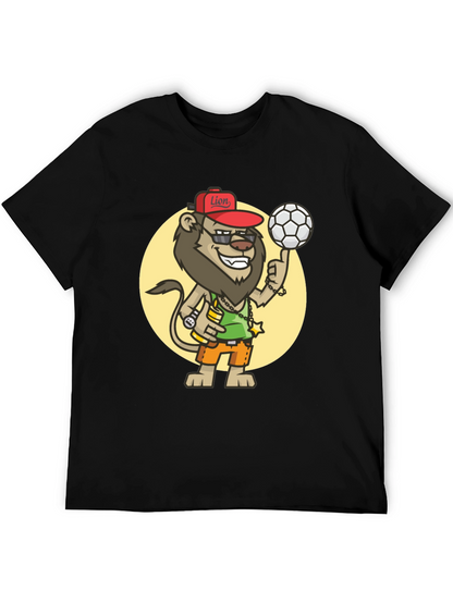 Cool Lion Soccer Fan Black T-Shirt