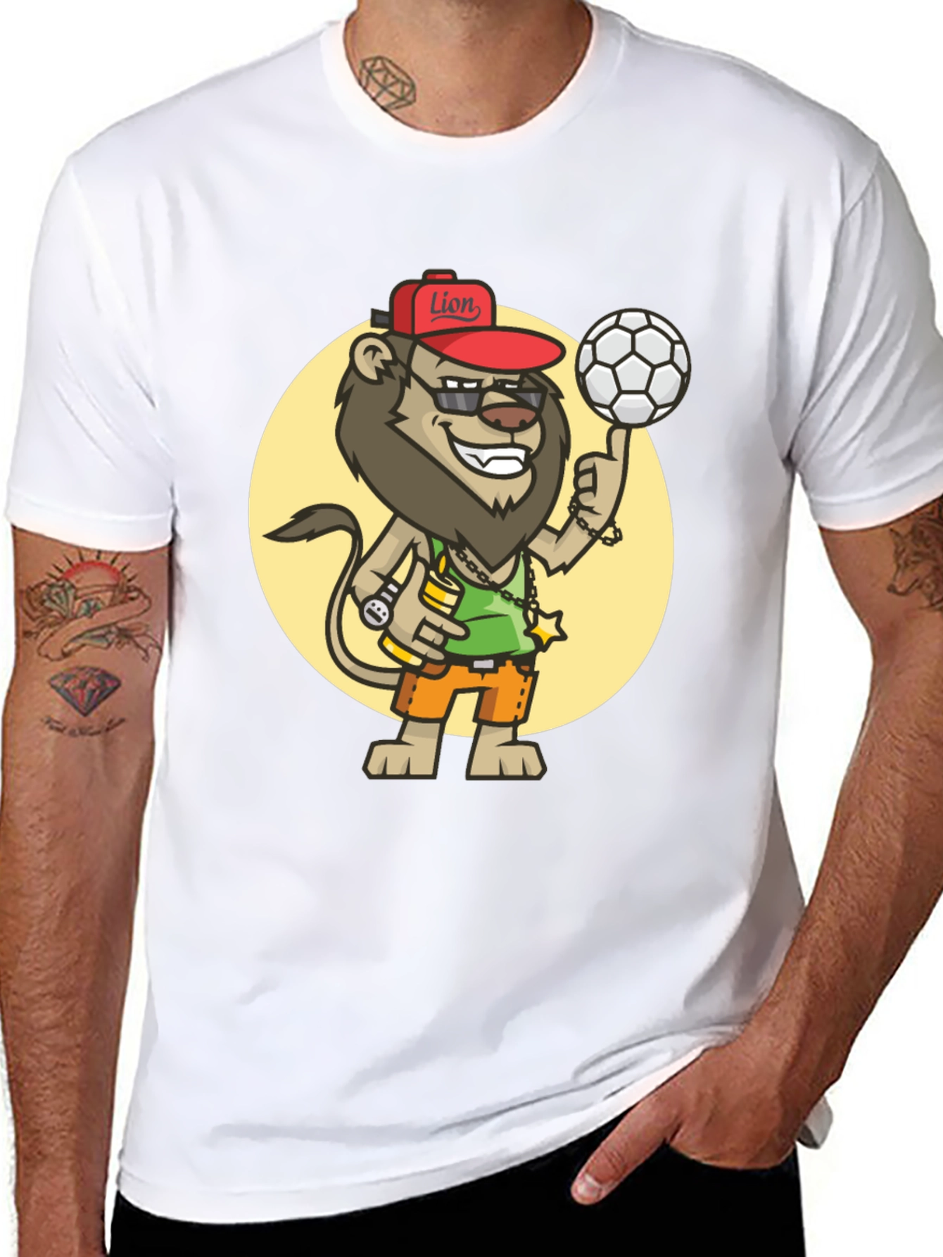 Cool Lion Soccer Fan Black T-Shirt