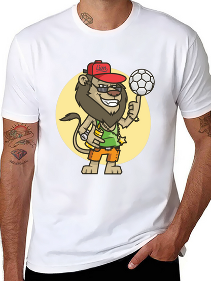 Cool Lion Soccer Fan Black T-Shirt
