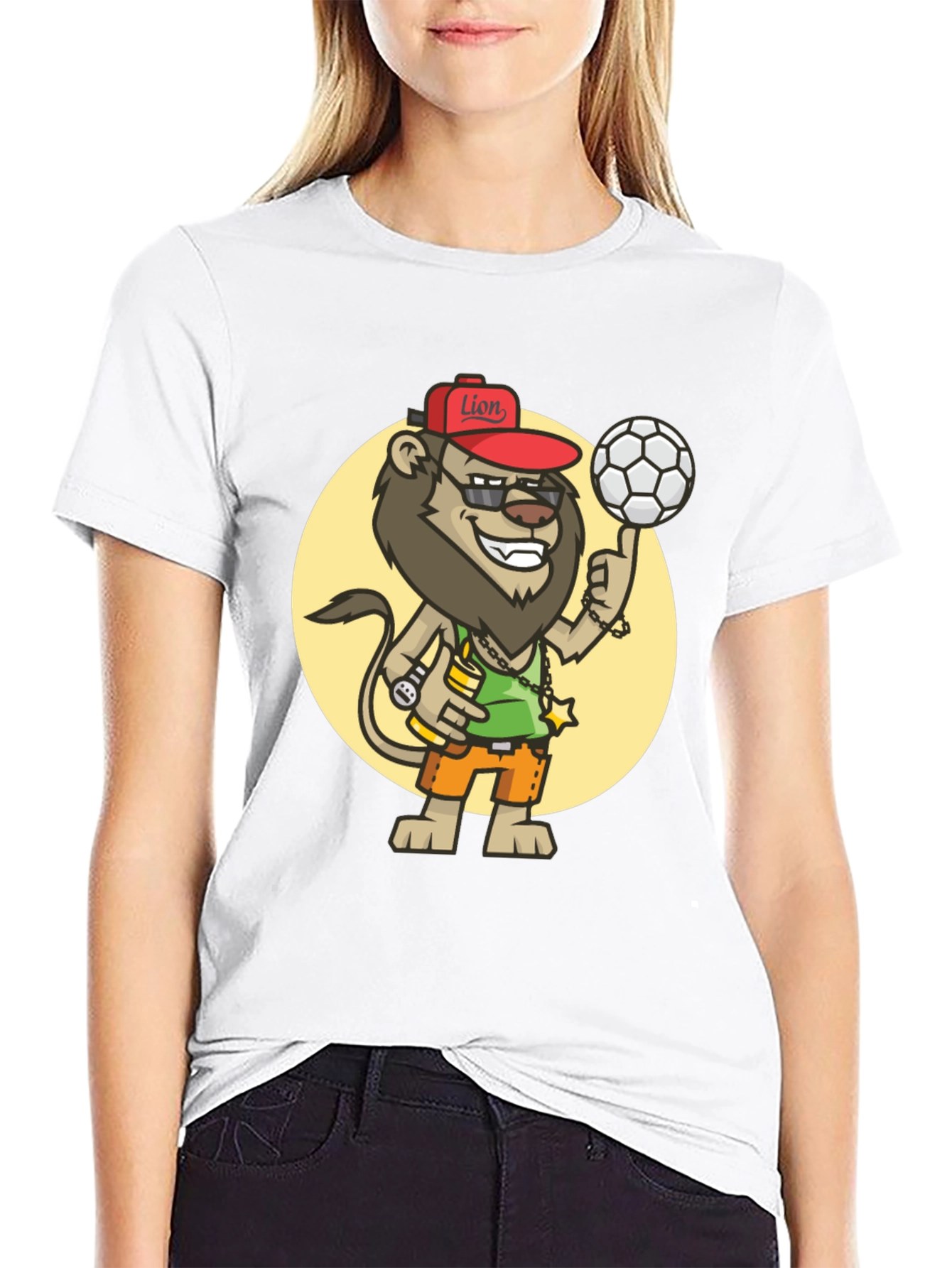 Cool Lion Soccer Fan Black T-Shirt