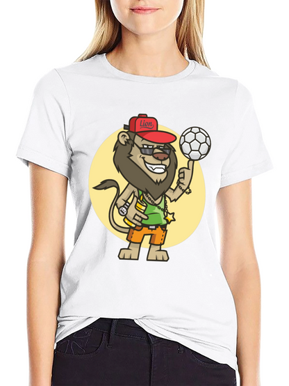 Cool Lion Soccer Fan Black T-Shirt