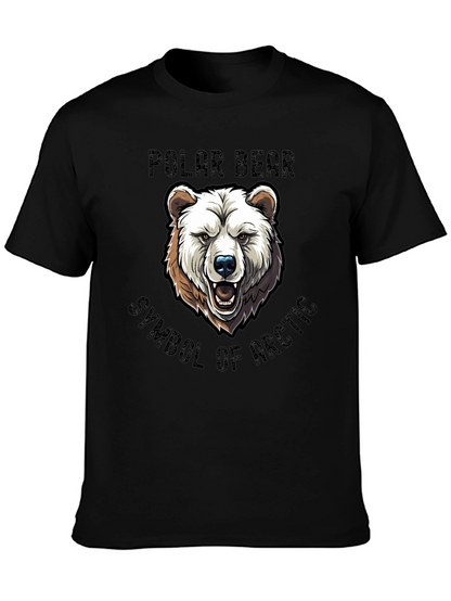 Polar Bear Arctic Symbol Graphic Tee - Black Cotton
