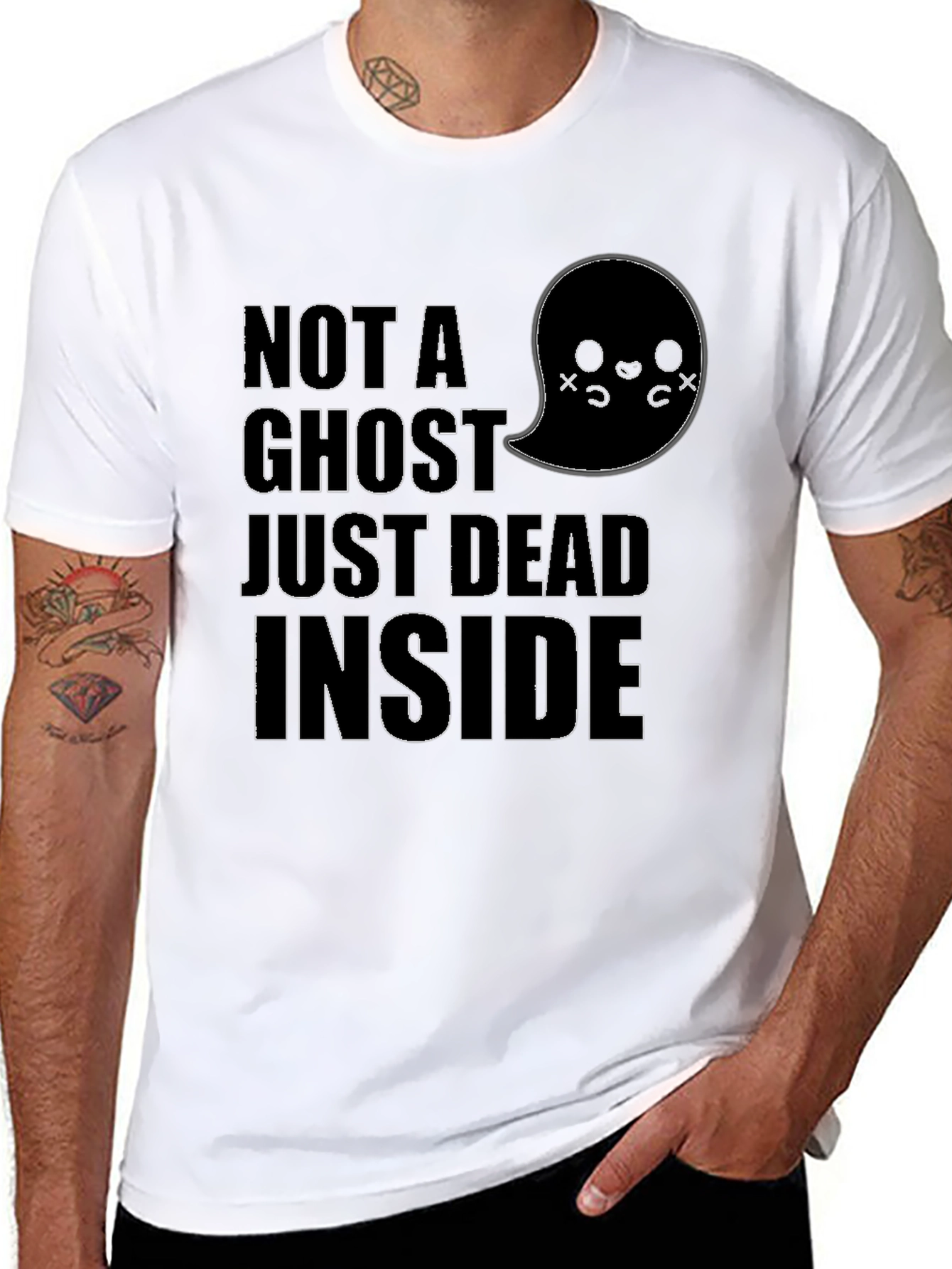 Not A Ghost Dead Inside Funny Graphic Tee