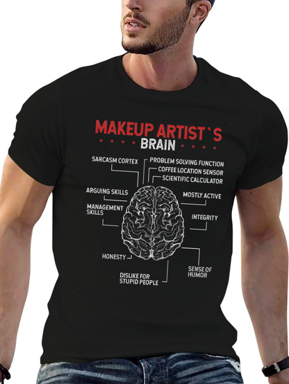 Makeup Artist Brain Diagram T-Shirt Funny Job Tee