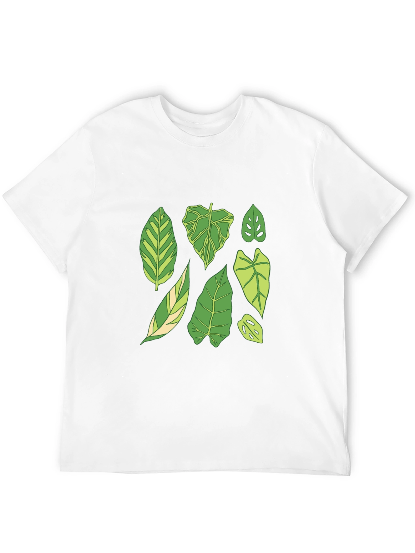 Botanical Leaf Print Black T-Shirt