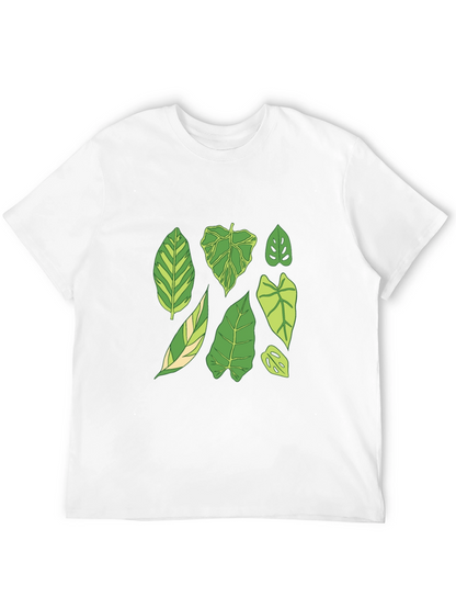 Botanical Leaf Print Black T-Shirt