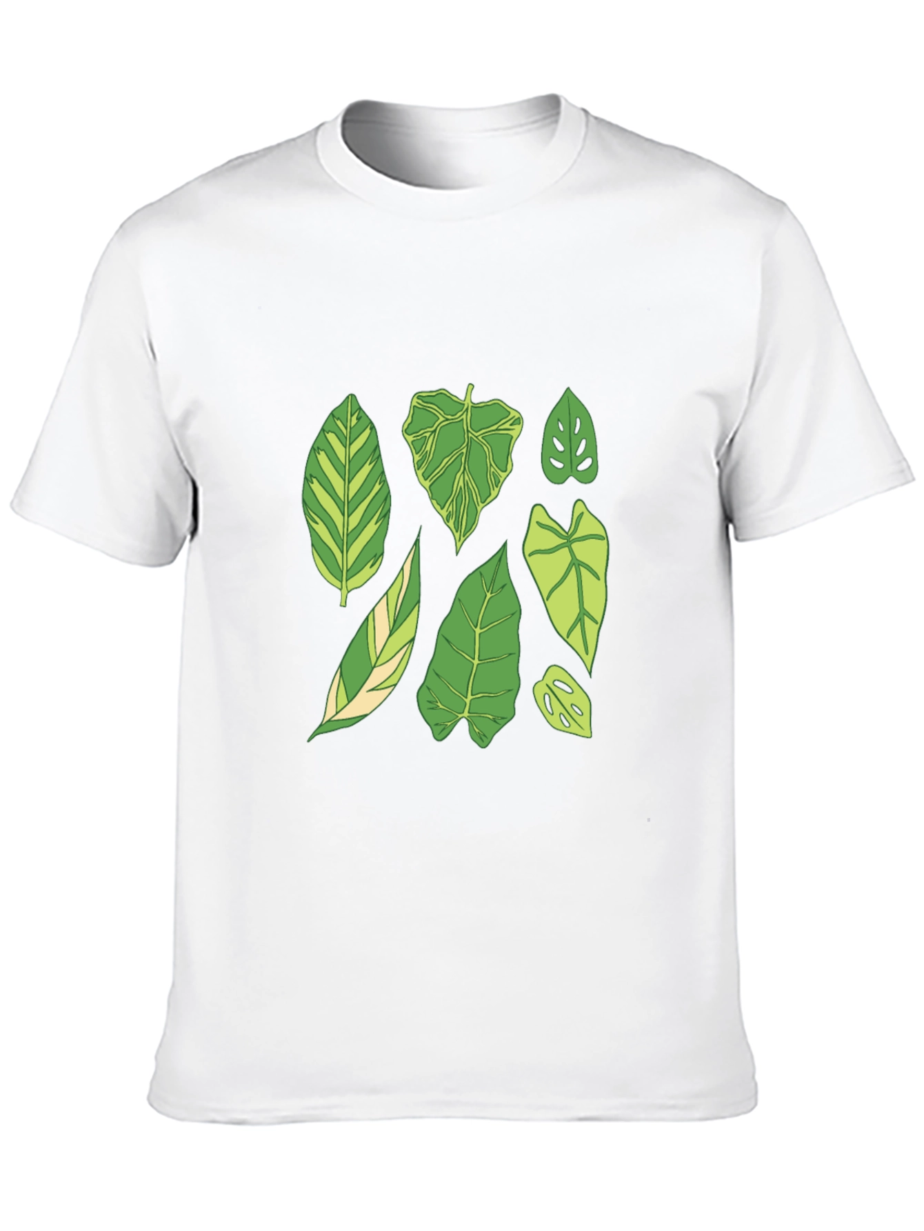 Botanical Leaf Print Black T-Shirt