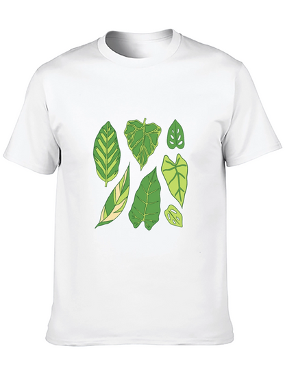 Botanical Leaf Print Black T-Shirt