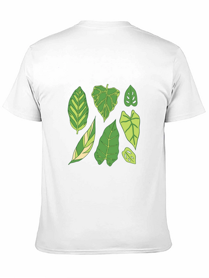 Botanical Leaf Print Black T-Shirt
