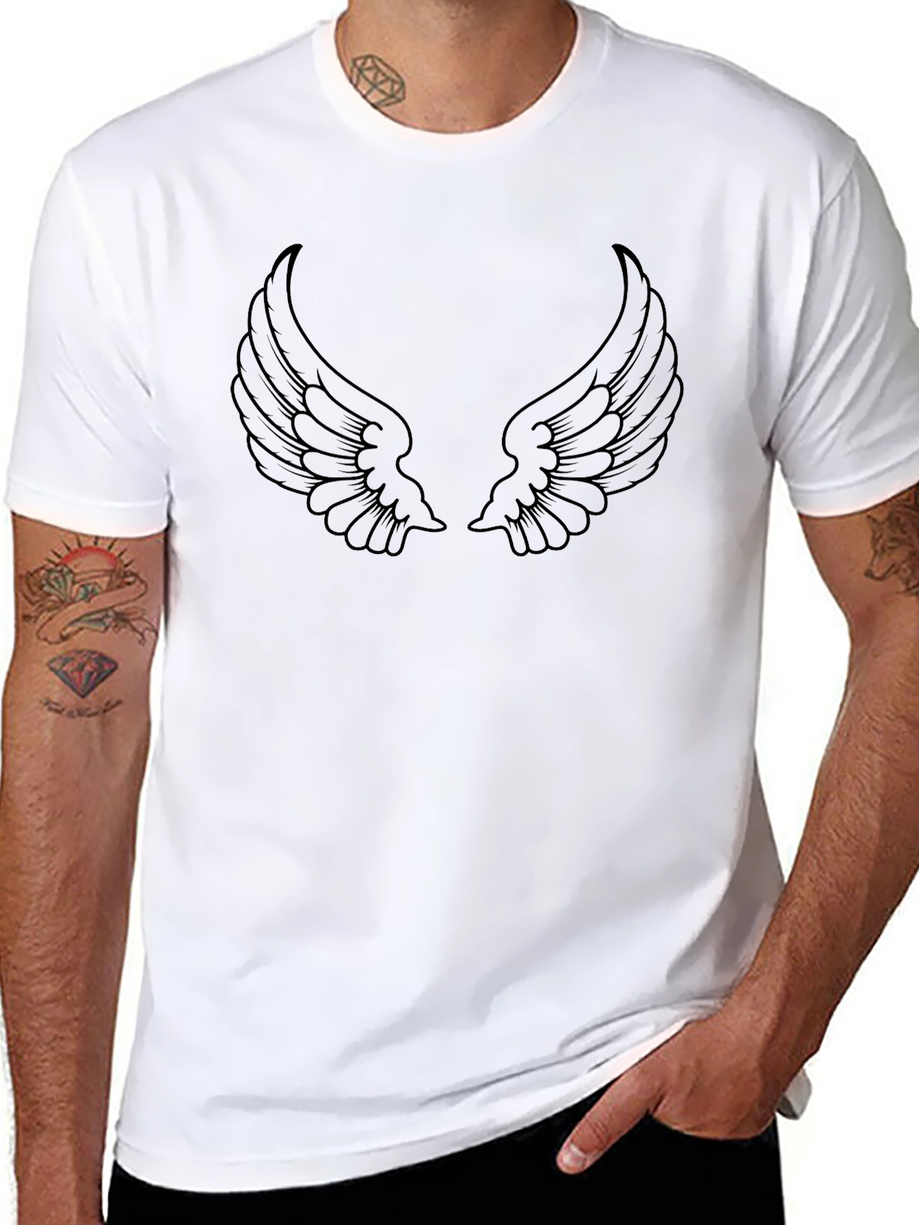 Wings Graphic Print Black T-Shirt