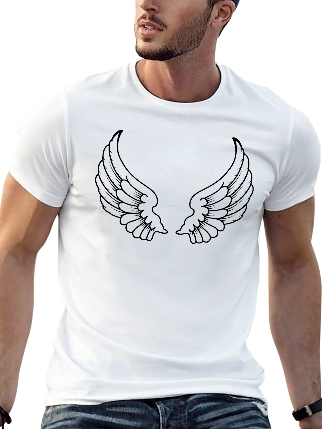Wings Graphic Print Black T-Shirt