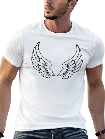 Wings Graphic Print Black T-Shirt