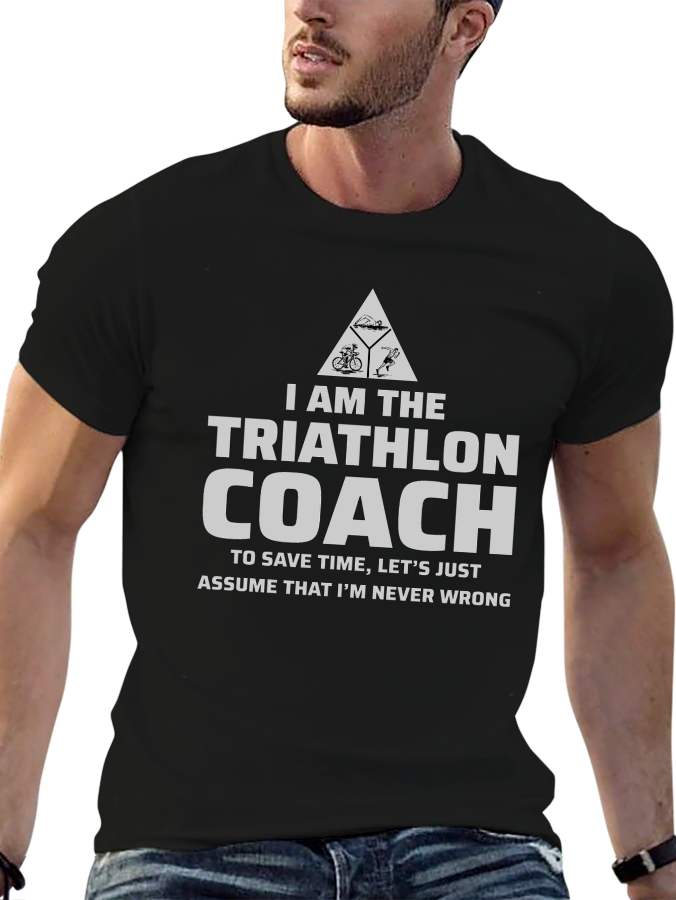 Triathlon Coach Graphic T-Shirt - Never Wrong Design