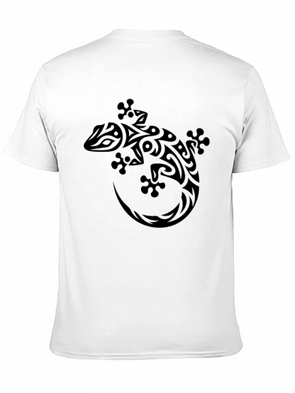 Tribal Gecko Graphic Print Black T-Shirt