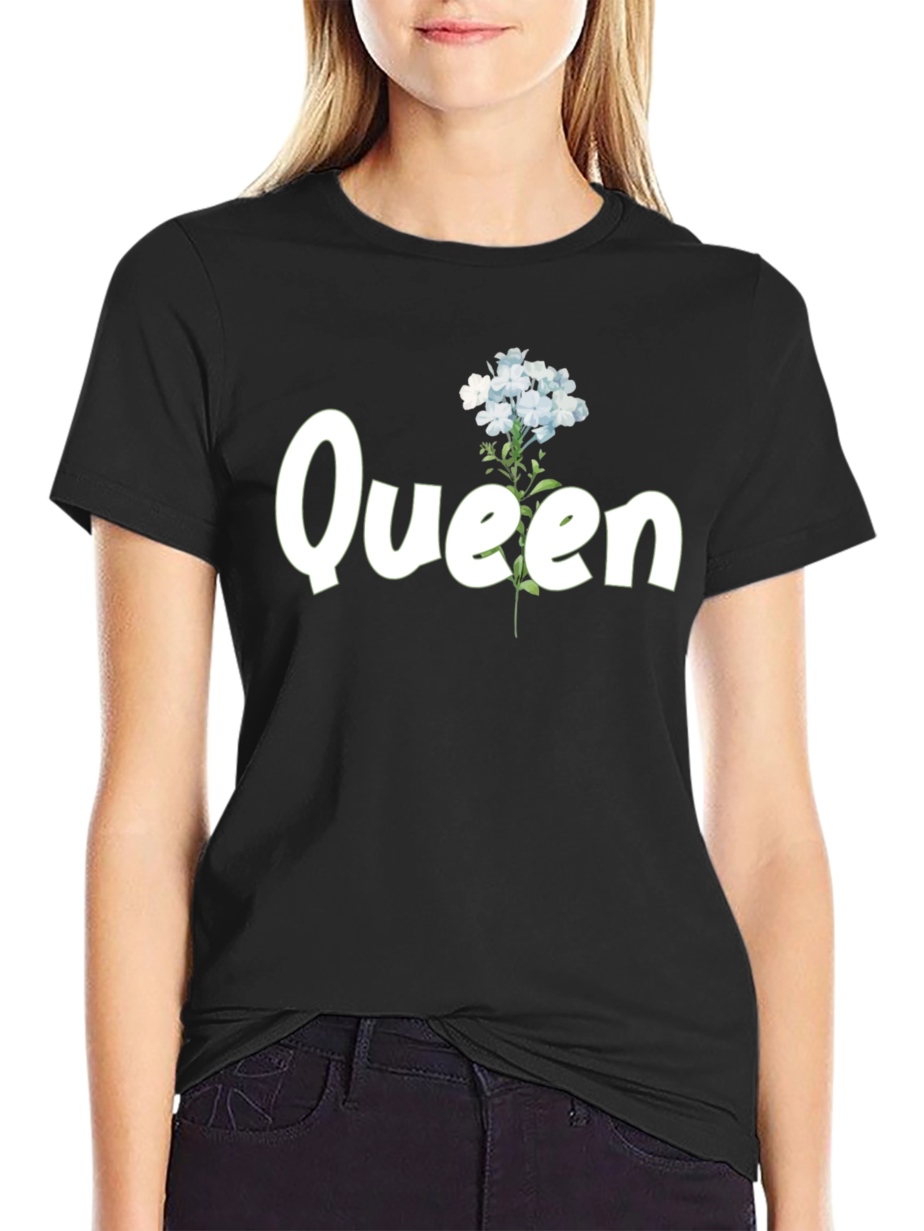 Floral Queen Black T-Shirt