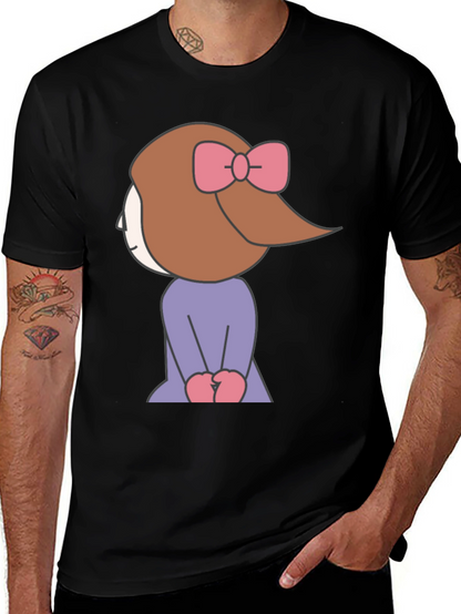 Cartoon Girl Graphic Tee - Black Unisex T-Shirt