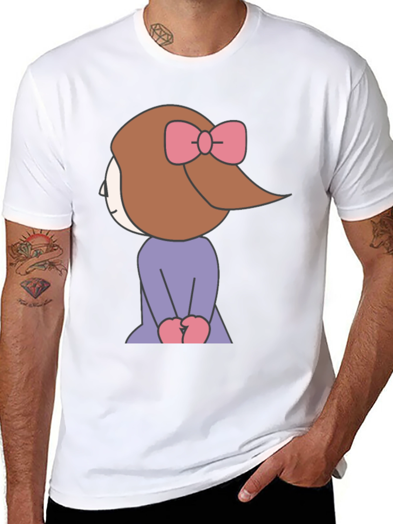Cartoon Girl Graphic Tee - Black Unisex T-Shirt