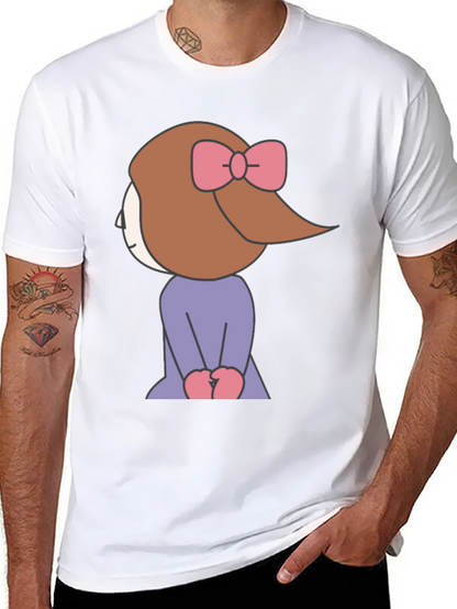 Cartoon Girl Graphic Tee - Black Unisex T-Shirt