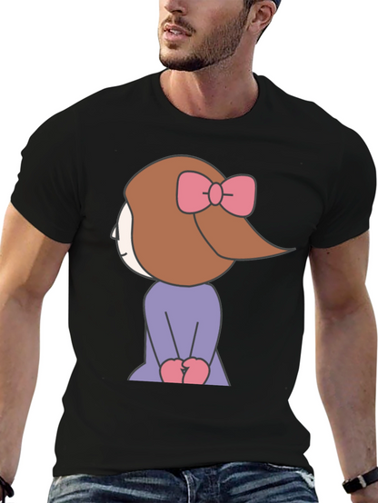Cartoon Girl Graphic Tee - Black Unisex T-Shirt