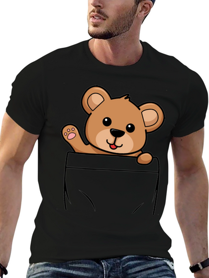 Cute Teddy Bear Pocket T-Shirt