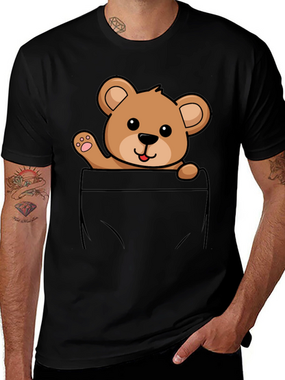 Cute Teddy Bear Pocket T-Shirt
