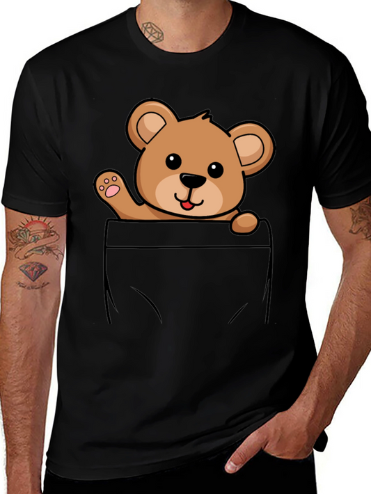 Cute Teddy Bear Pocket T-Shirt