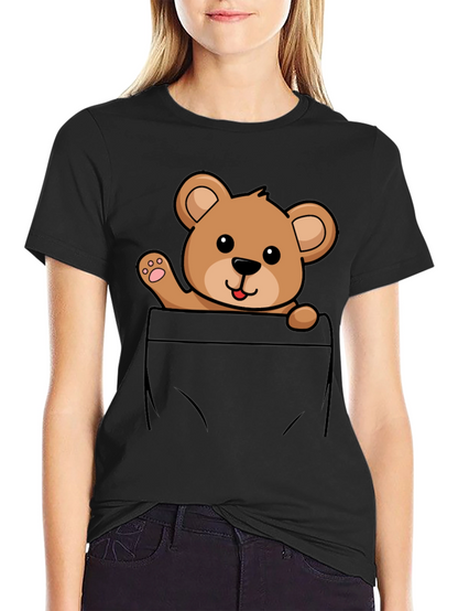 Cute Teddy Bear Pocket T-Shirt