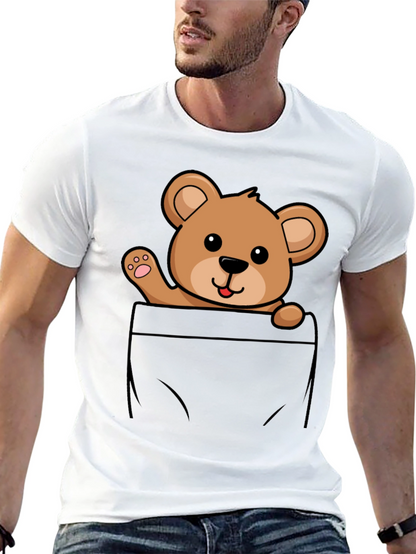 Cute Teddy Bear Pocket T-Shirt