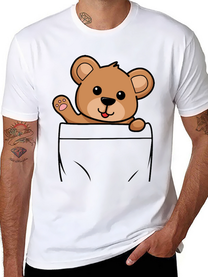 Cute Teddy Bear Pocket T-Shirt