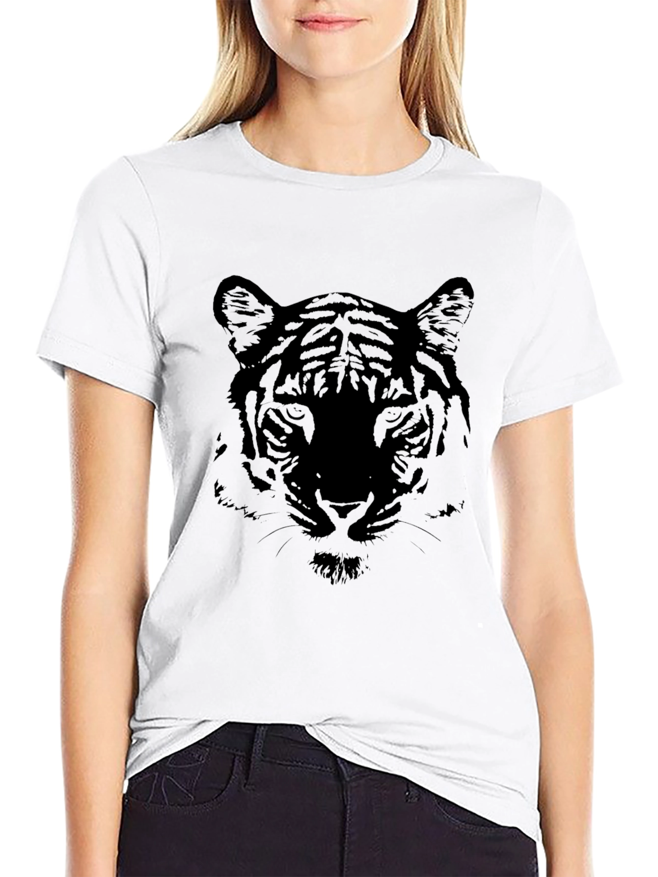 Black Tiger Graphic Tee - Stylish Animal Print Shirt