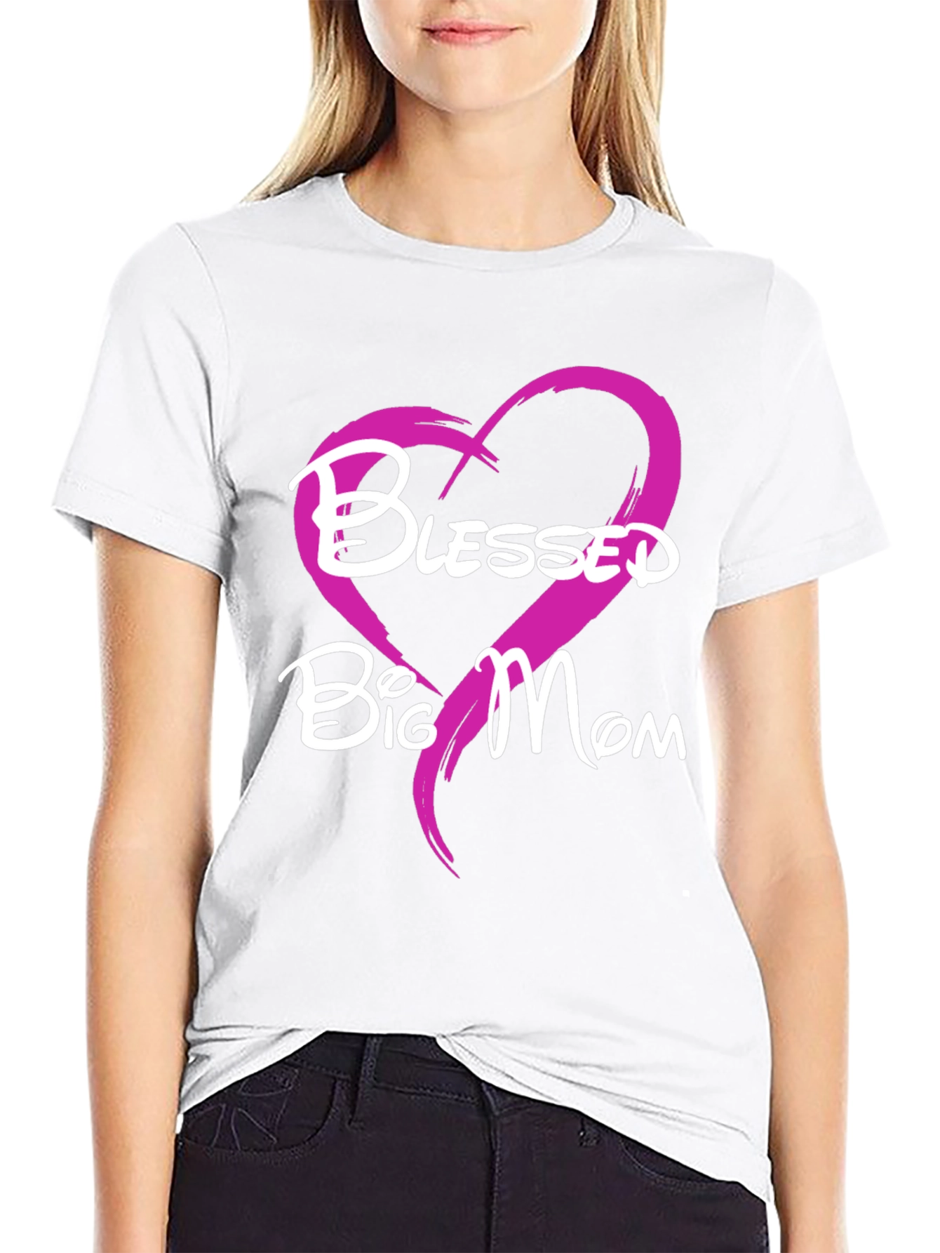Blessed Big Mom T-Shirt - Heart Design