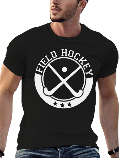 Field Hockey Graphic Tee - Black Cotton T-Shirt