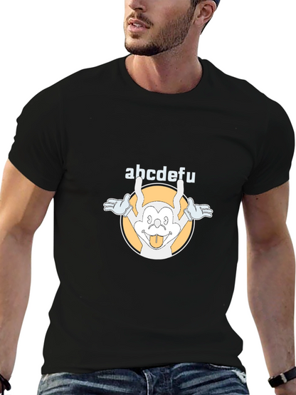Funny abcdefu Cartoon Graphic Tee - Black
