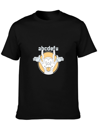 Funny abcdefu Cartoon Graphic Tee - Black