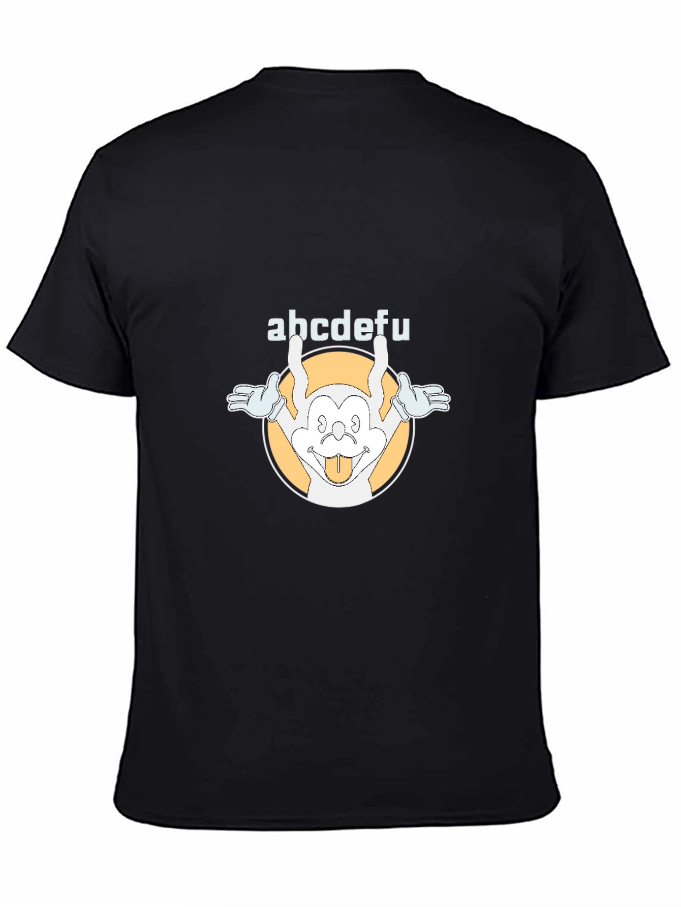 Funny abcdefu Cartoon Graphic Tee - Black