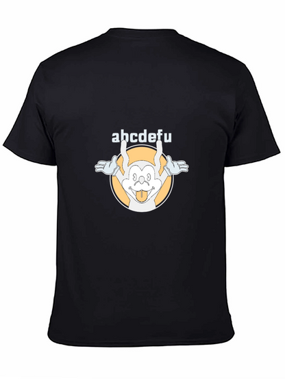 Funny abcdefu Cartoon Graphic Tee - Black
