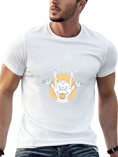 Funny abcdefu Cartoon Graphic Tee - Black