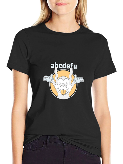 Funny abcdefu Cartoon Graphic Tee - Black