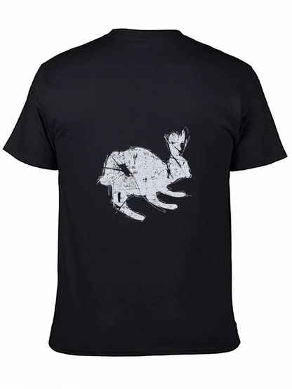 Black T-Shirt with Distressed Rabbit Graphic