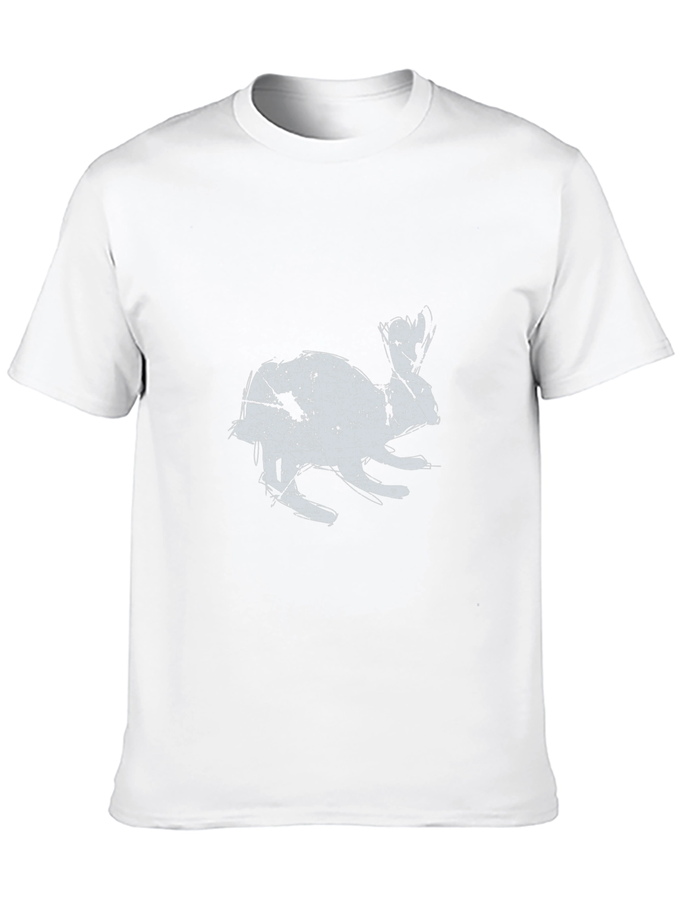Black T-Shirt with Distressed Rabbit Graphic