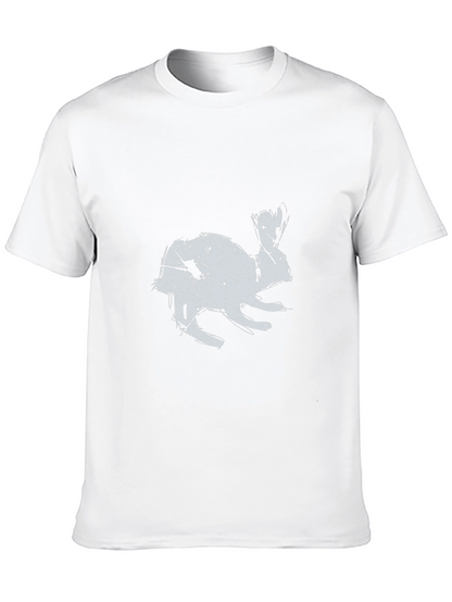 Black T-Shirt with Distressed Rabbit Graphic